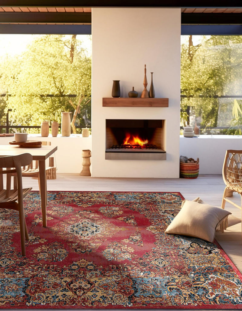 Patio Elegance Collection Area Rug -  Terrace Square Antique Red  lifestyle 51
