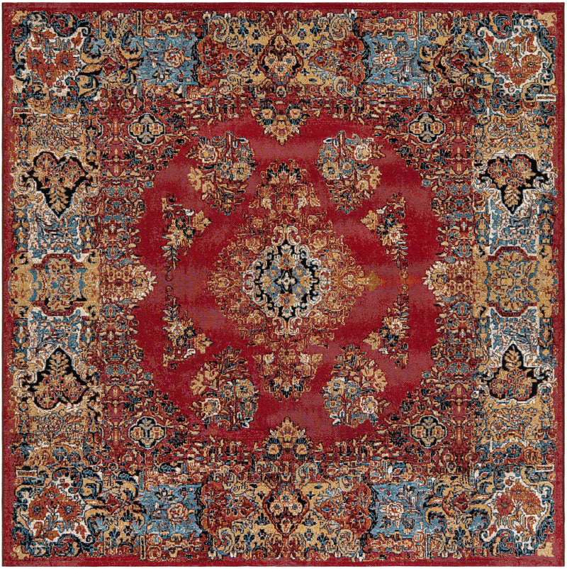 Patio Heritage Collection Area Rug -  Terrace Square Antique Red  lifestyle 26