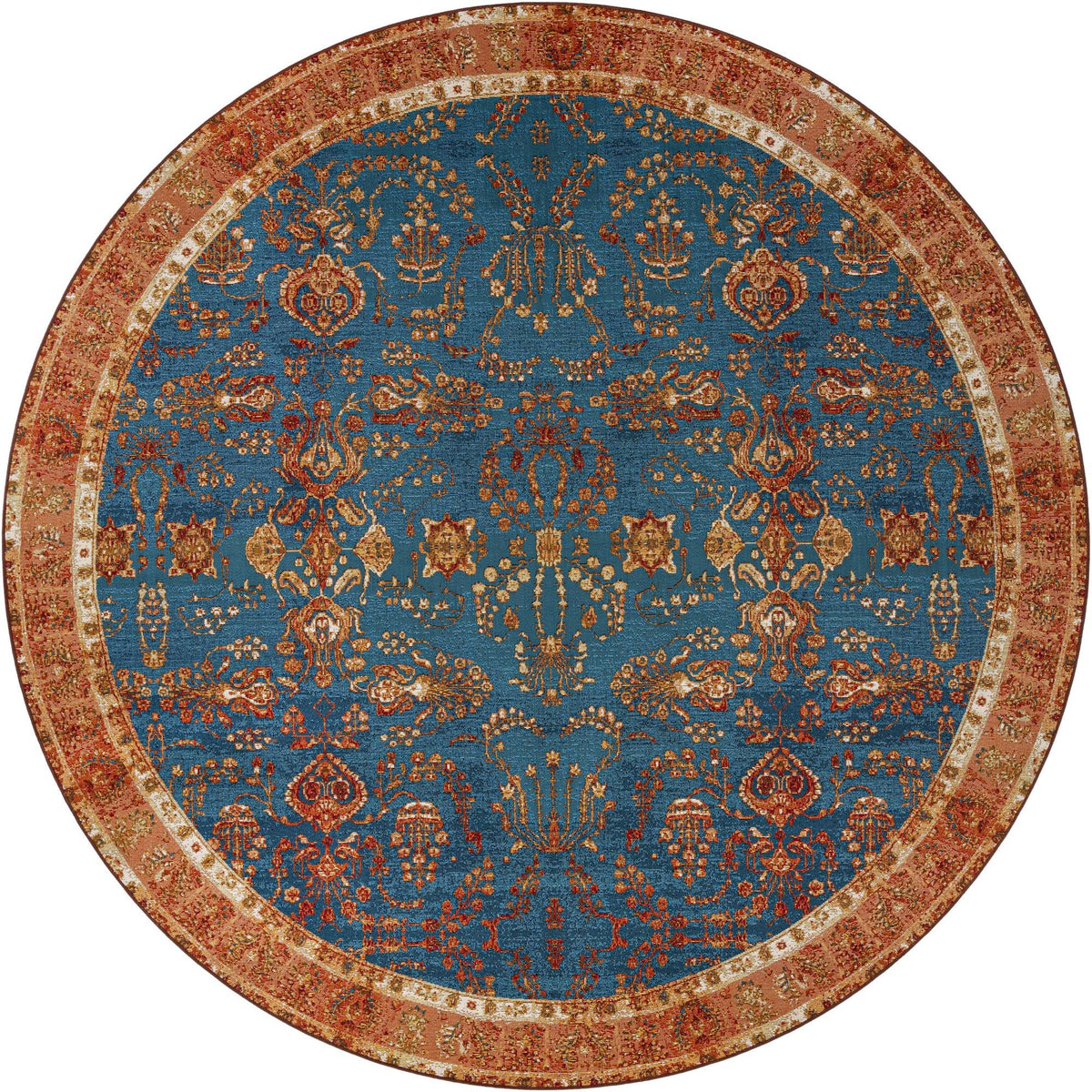 Patio Elegance Collection Area Rug -  Pavilion Round Navy Blue  lifestyle 25