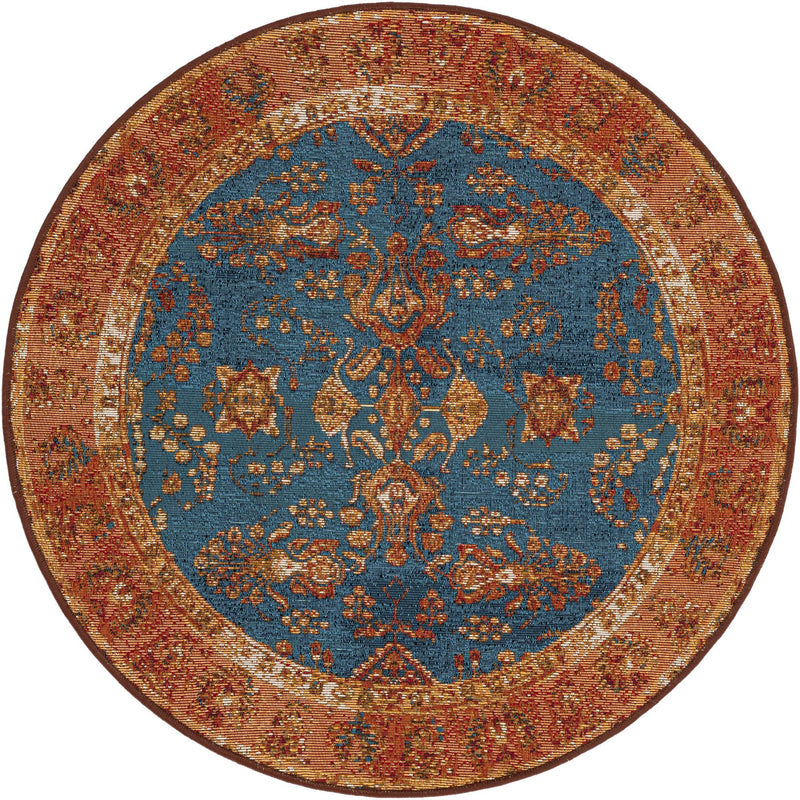 Patio Elegance Collection Area Rug -  Pavilion Round Navy Blue  lifestyle 22