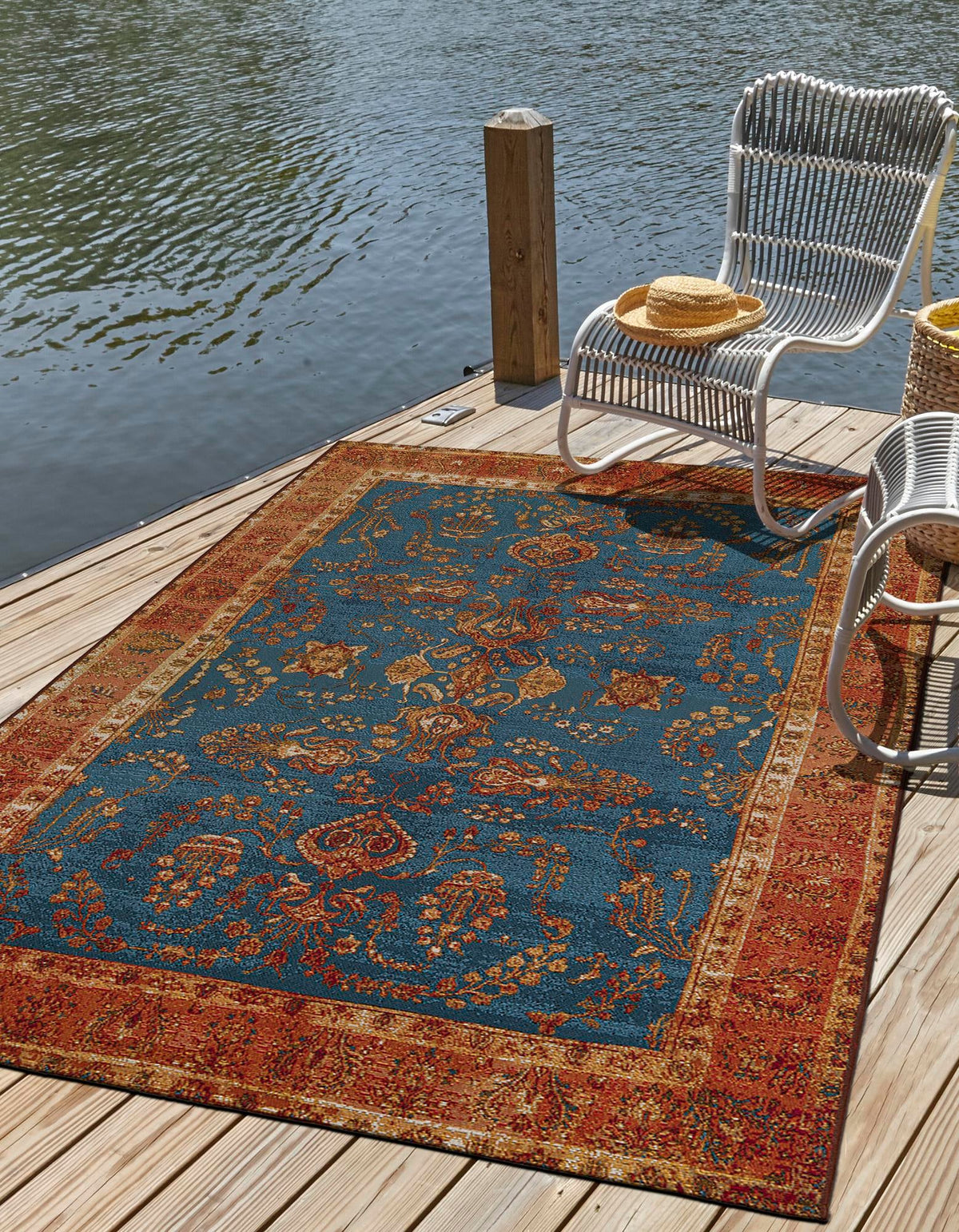 Patio Elegance Collection Area Rug -  Pavilion Rectangle Navy Blue  lifestyle 5