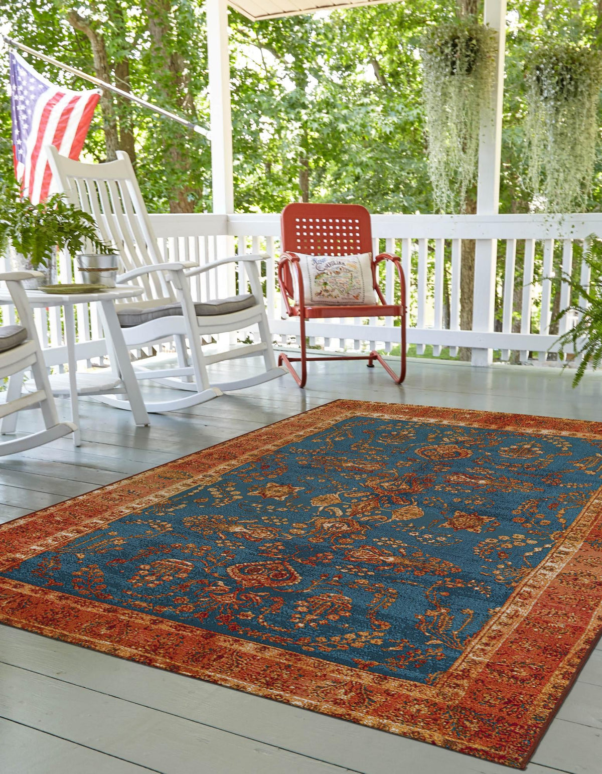 Patio Elegance Collection Area Rug -  Pavilion Rectangle Navy Blue  lifestyle 6