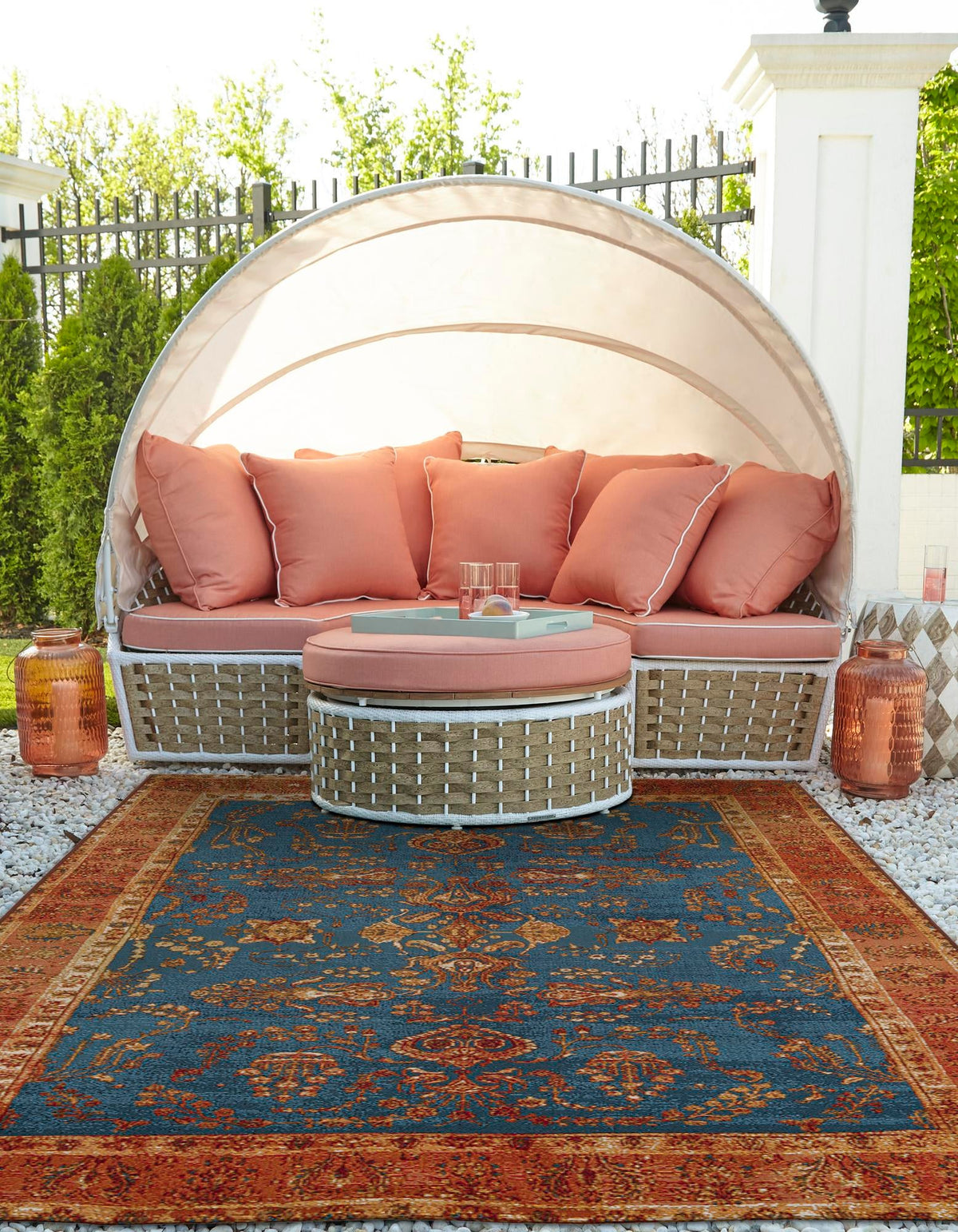 Patio Elegance Collection Area Rug -  Pavilion Rectangle Navy Blue  lifestyle 7