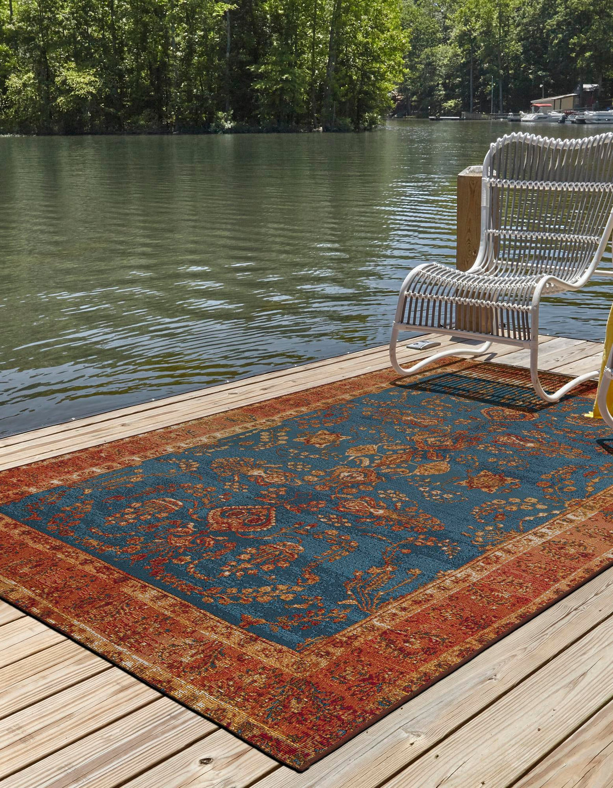 Patio Elegance Collection Area Rug -  Pavilion Rectangle Navy Blue  lifestyle 9