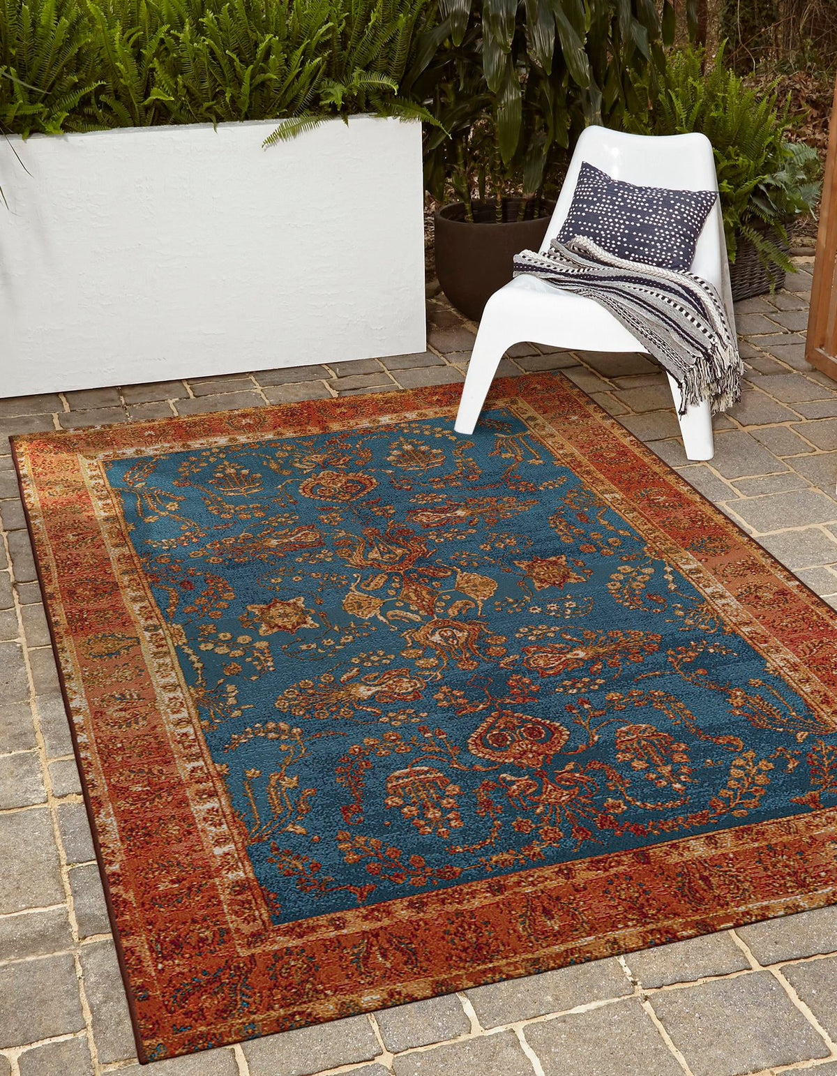 Patio Elegance Collection Area Rug -  Pavilion Rectangle Navy Blue  lifestyle 10