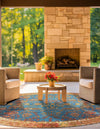 Patio Elegance Collection Area Rug -  Pavilion Round Navy Blue  lifestyle 28