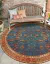 Patio Elegance Collection Area Rug -  Pavilion Round Navy Blue  lifestyle 31