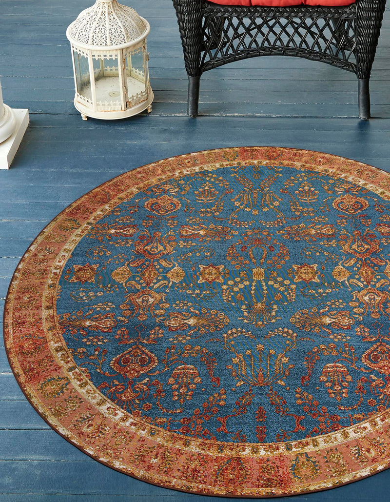 Patio Elegance Collection Area Rug -  Pavilion Round Navy Blue  lifestyle 37