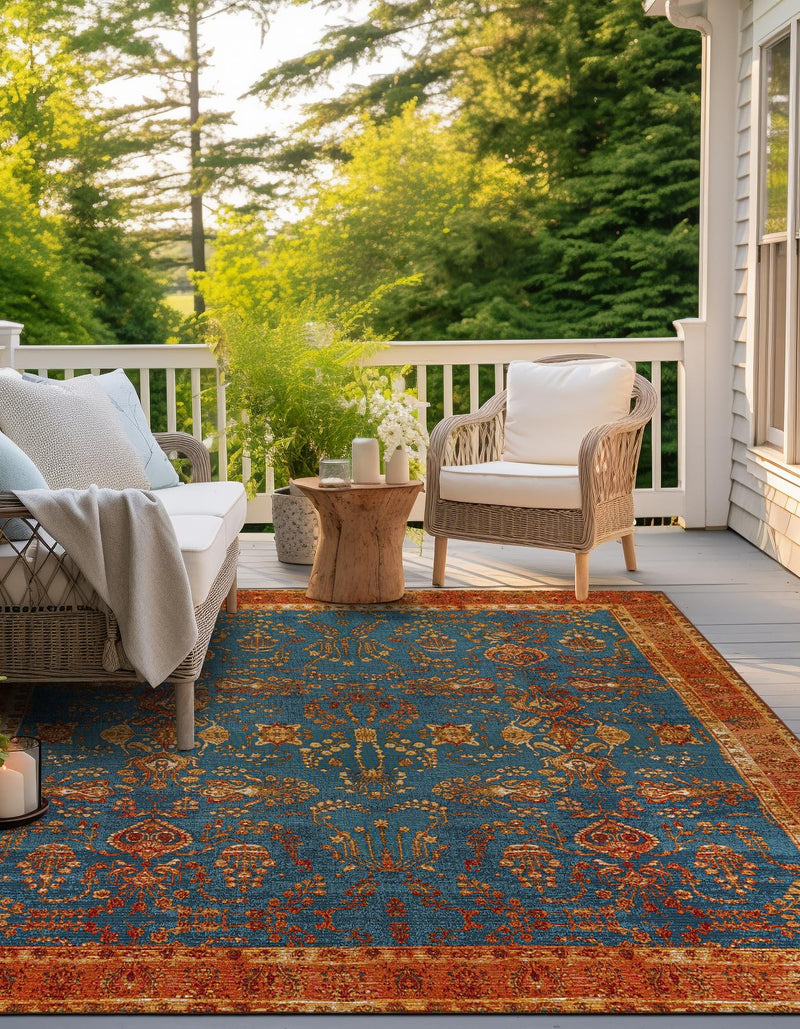 Patio Elegance Collection Area Rug -  Pavilion Square Navy Blue  lifestyle 27