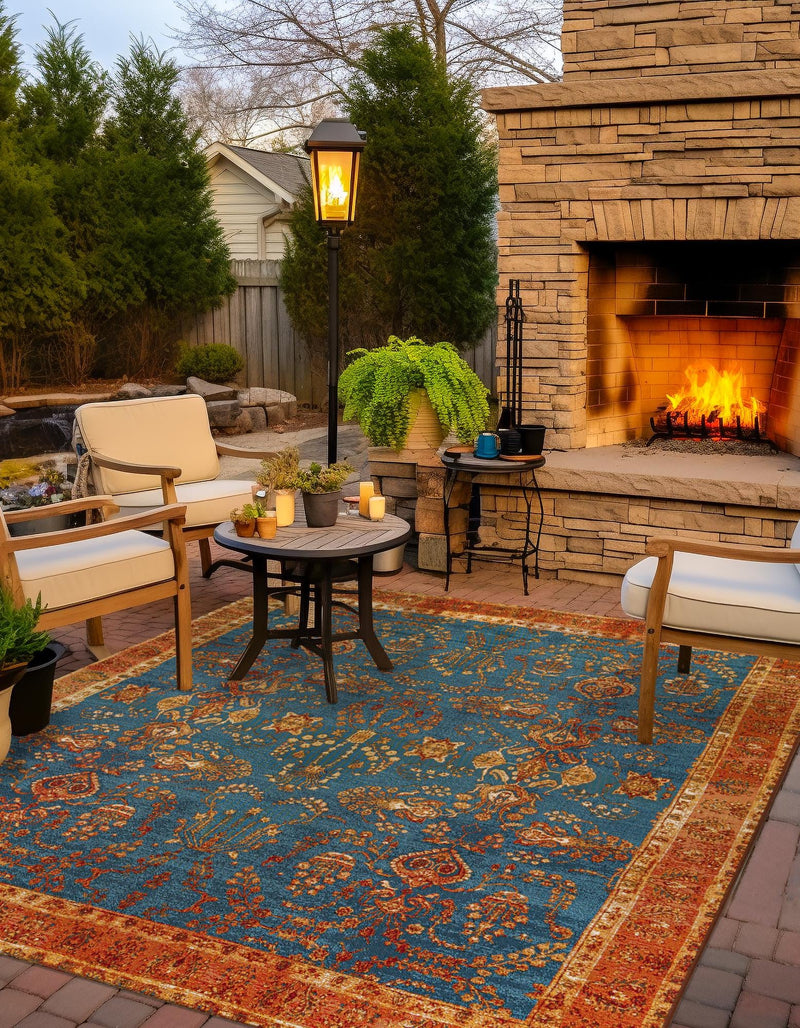 Patio Elegance Collection Area Rug -  Pavilion Square Navy Blue  lifestyle 33