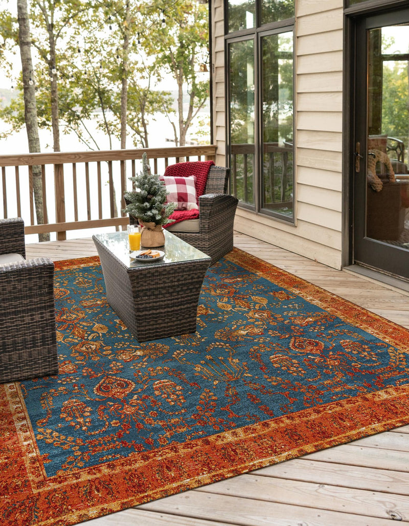 Patio Elegance Collection Area Rug -  Pavilion Square Navy Blue  lifestyle 39