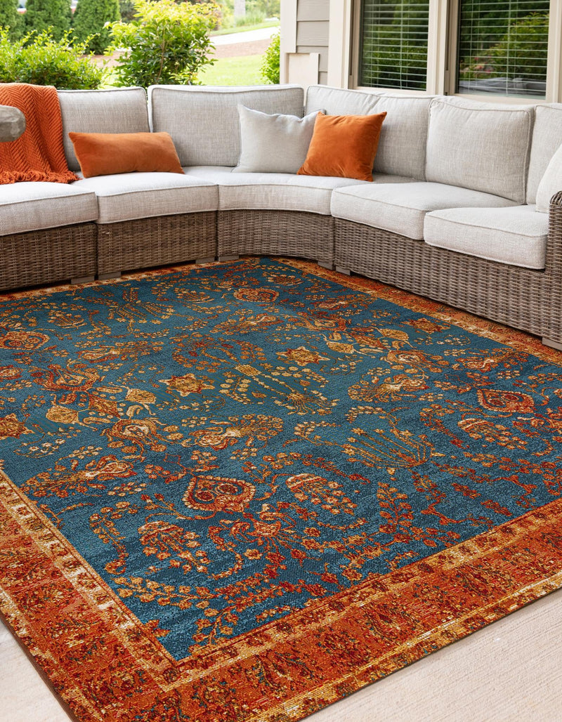 Patio Elegance Collection Area Rug -  Pavilion Square Navy Blue  lifestyle 42