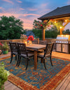 Patio Elegance Collection Area Rug -  Pavilion Square Navy Blue  lifestyle 48