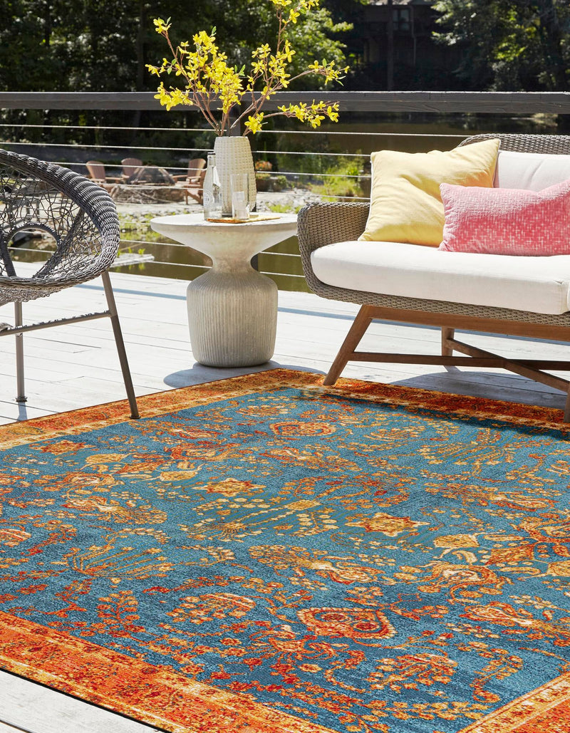 Patio Elegance Collection Area Rug -  Pavilion Square Navy Blue  lifestyle 51