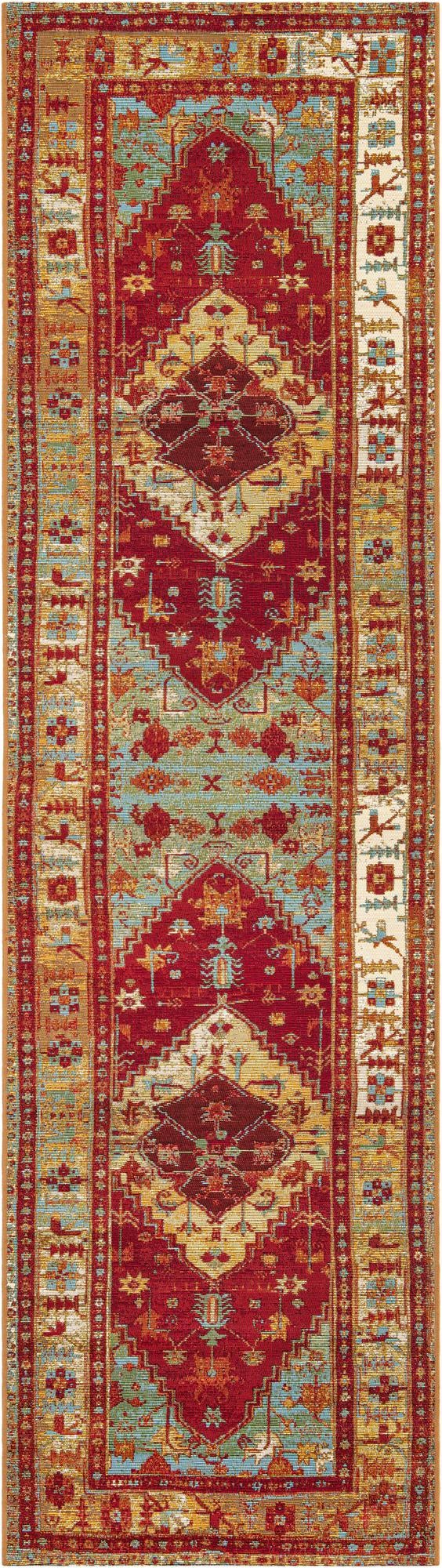 Patio Elegance Collection Area Rug -  Arbor Runner Red Green Blue  lifestyle 23