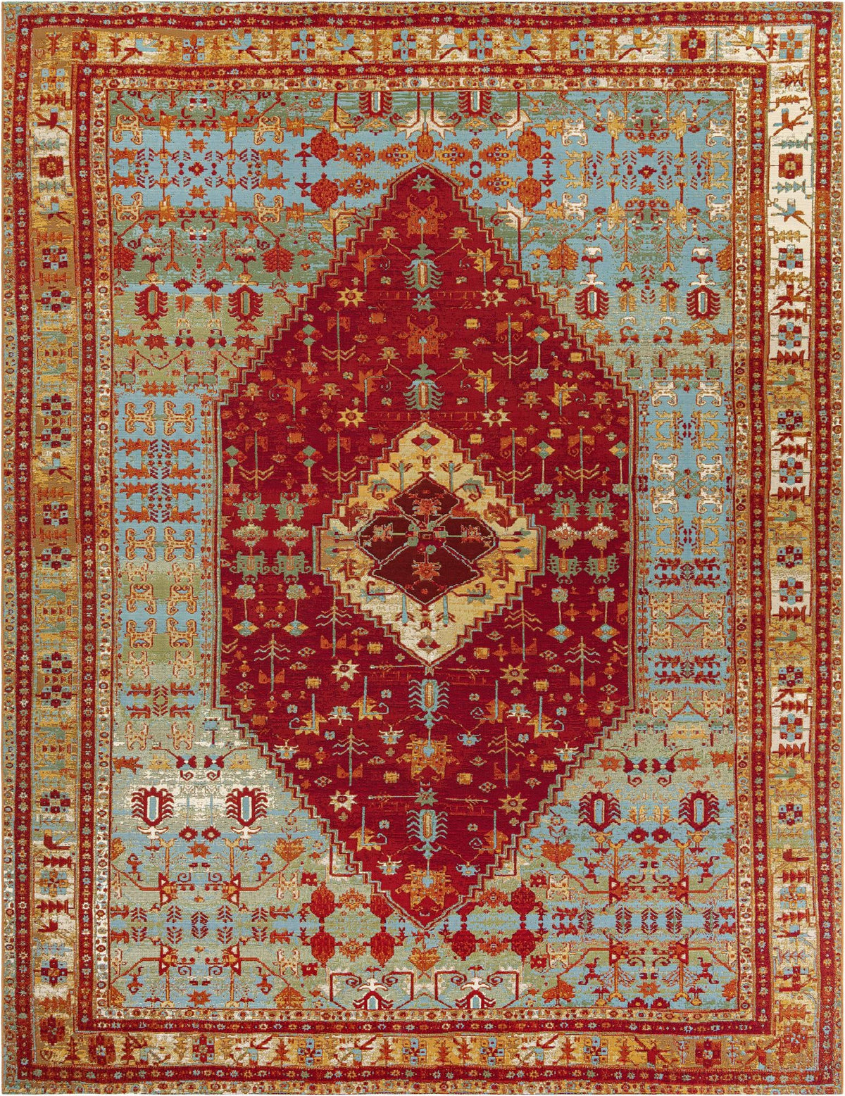 Patio Elegance Collection Area Rug -  Arbor Rectangle Red Green Blue Main