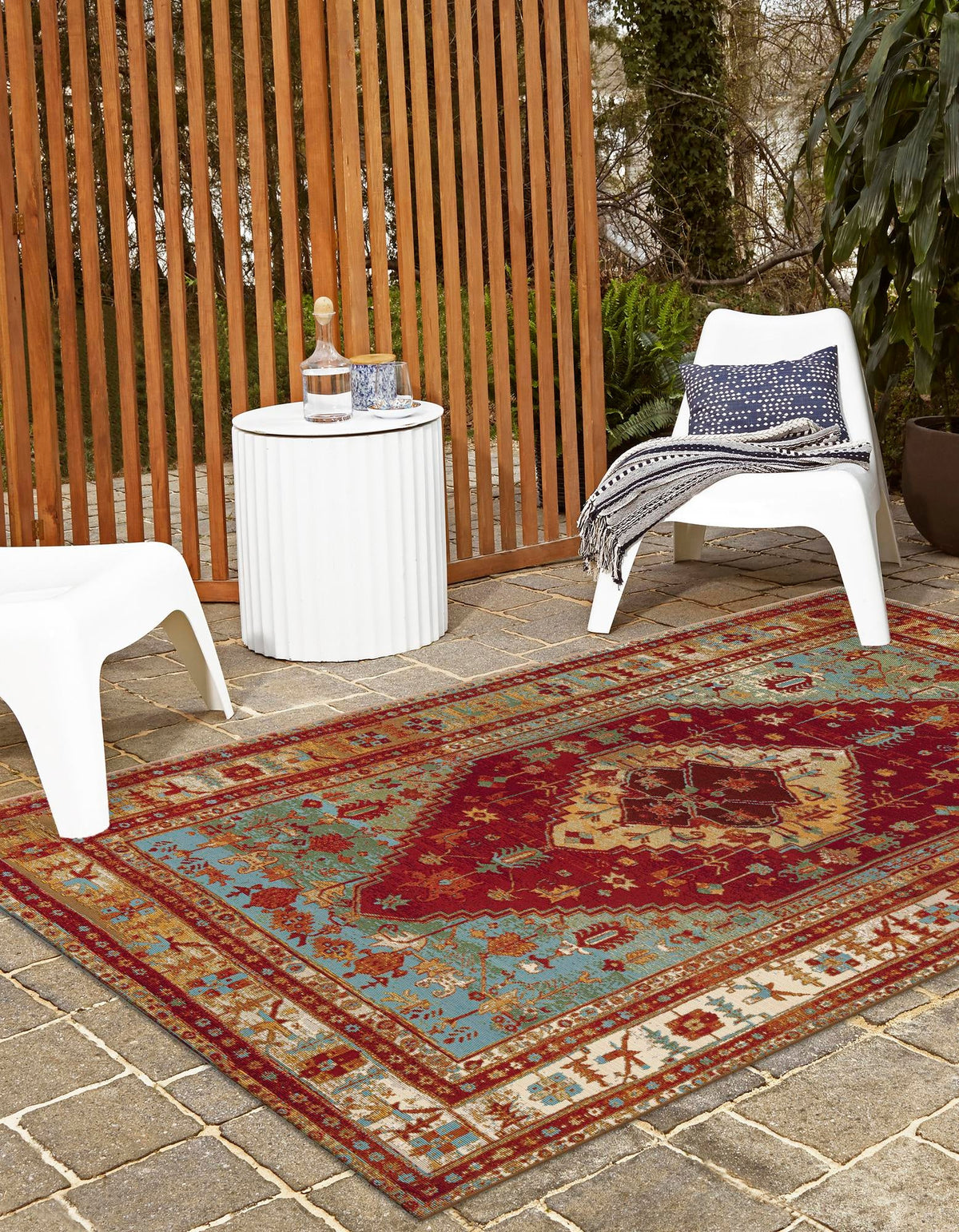 Patio Elegance Collection Area Rug -  Arbor Rectangle Red Green Blue  lifestyle 3