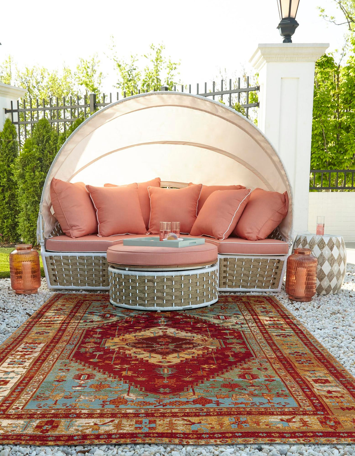 Patio Elegance Collection Area Rug -  Arbor Rectangle Red Green Blue  lifestyle 4