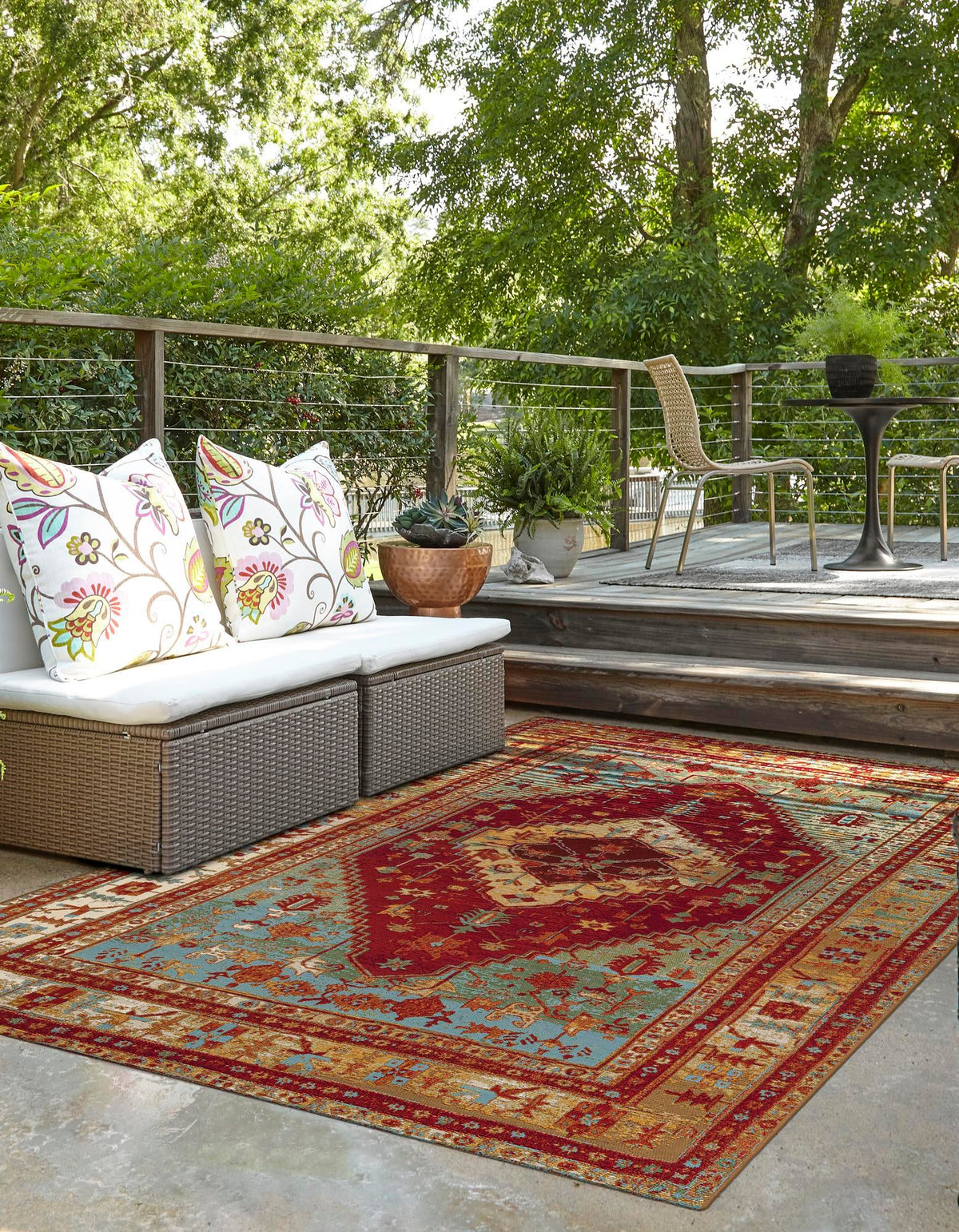 Patio Elegance Collection Area Rug -  Arbor Rectangle Red Green Blue  lifestyle 7