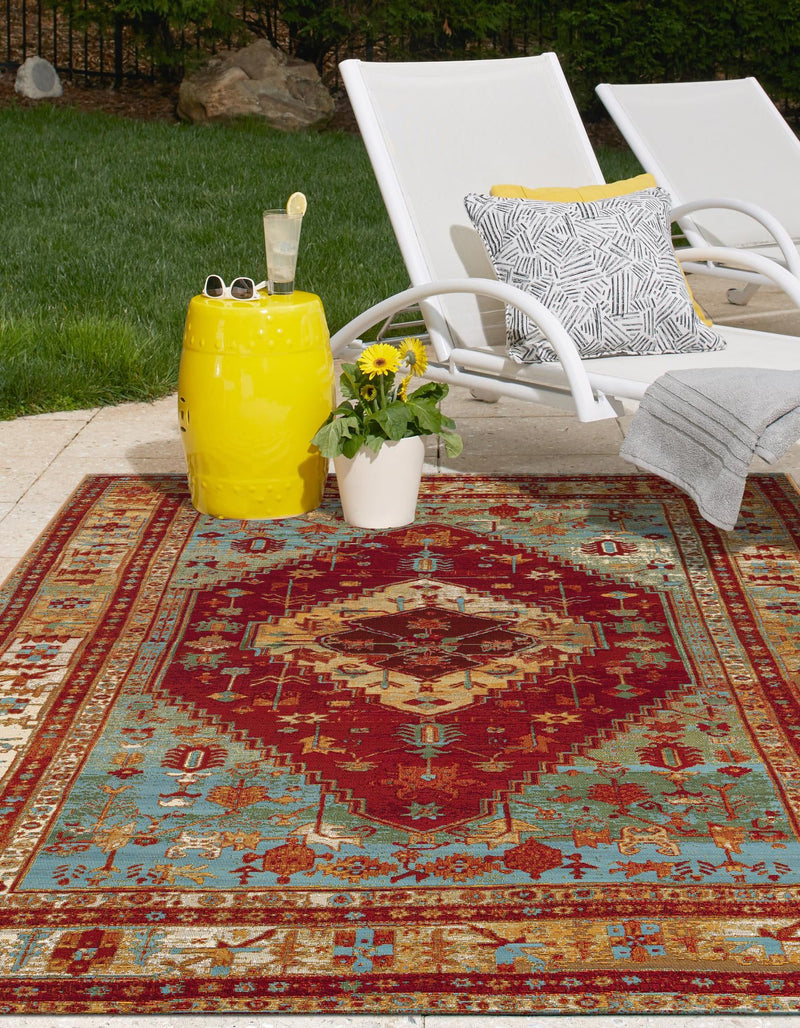 Patio Elegance Collection Area Rug -  Arbor Rectangle Red Green Blue  lifestyle 9