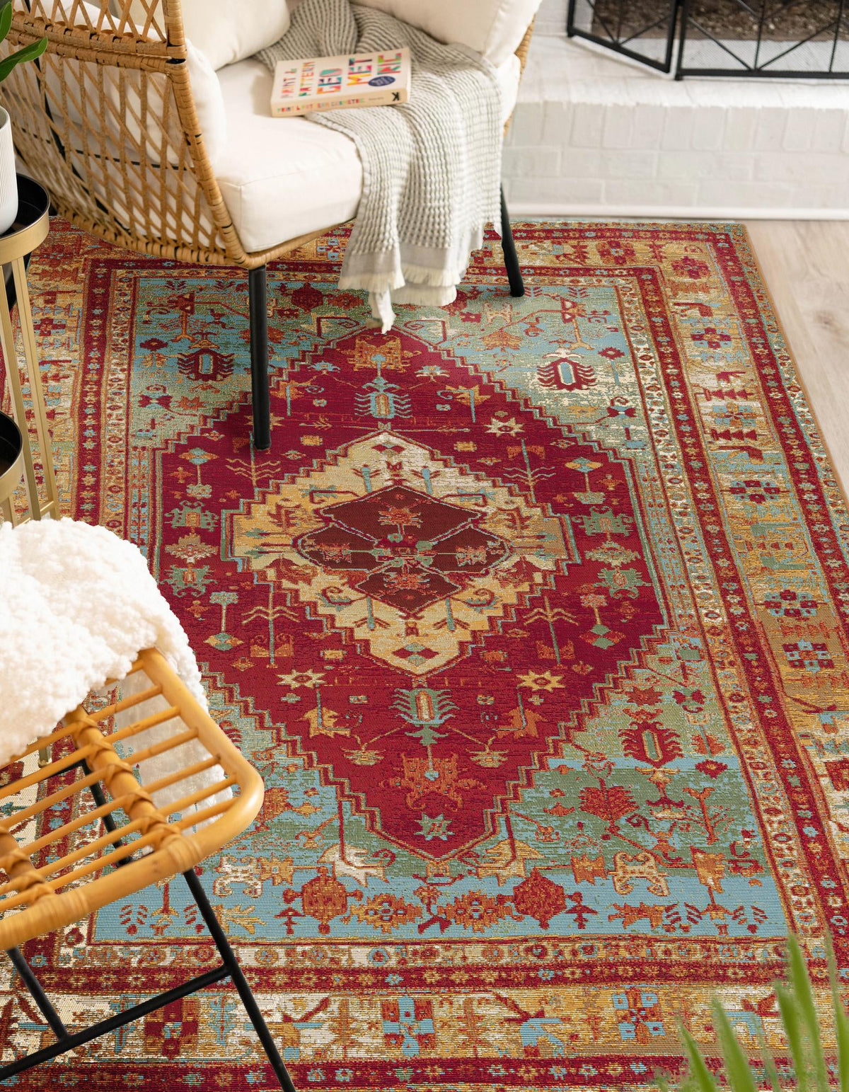 Patio Elegance Collection Area Rug -  Arbor Rectangle Red Green Blue  lifestyle 10