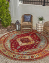 Patio Elegance Collection Area Rug -  Arbor Round Red Green Blue  lifestyle 28
