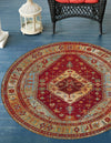 Patio Elegance Collection Area Rug -  Arbor Round Red Green Blue  lifestyle 31
