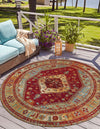 Patio Elegance Collection Area Rug -  Arbor Round Red Green Blue  lifestyle 37