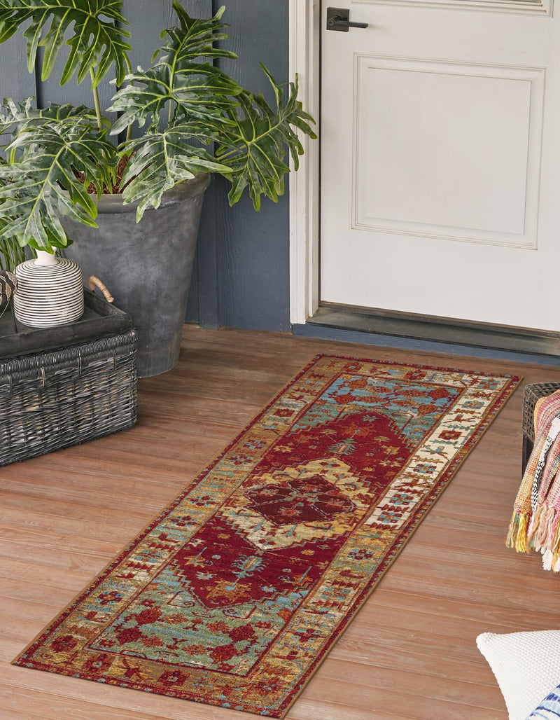 Patio Elegance Collection Area Rug -  Arbor Runner Red Green Blue  lifestyle 26