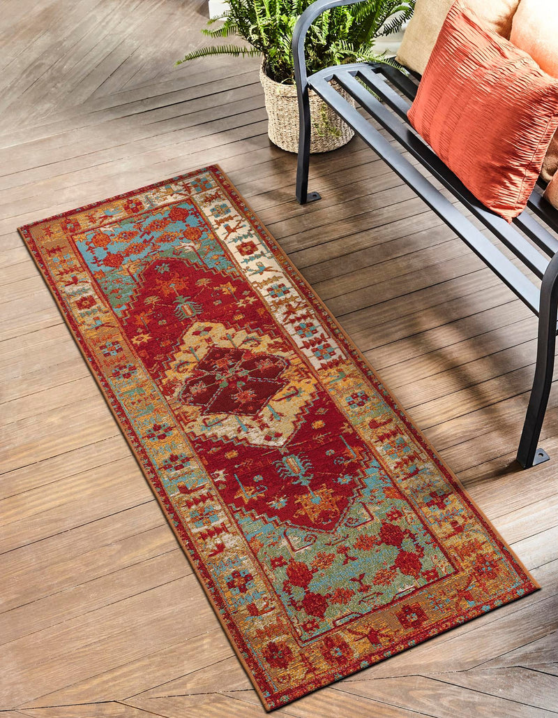 Patio Elegance Collection Area Rug -  Arbor Runner Red Green Blue  lifestyle 29