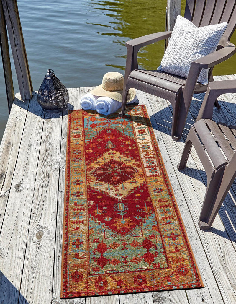 Patio Elegance Collection Area Rug -  Arbor Runner Red Green Blue  lifestyle 32