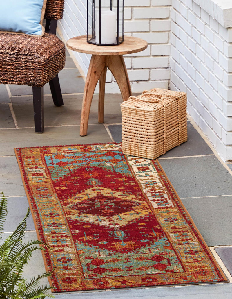 Patio Elegance Collection Area Rug -  Arbor Runner Red Green Blue  lifestyle 38
