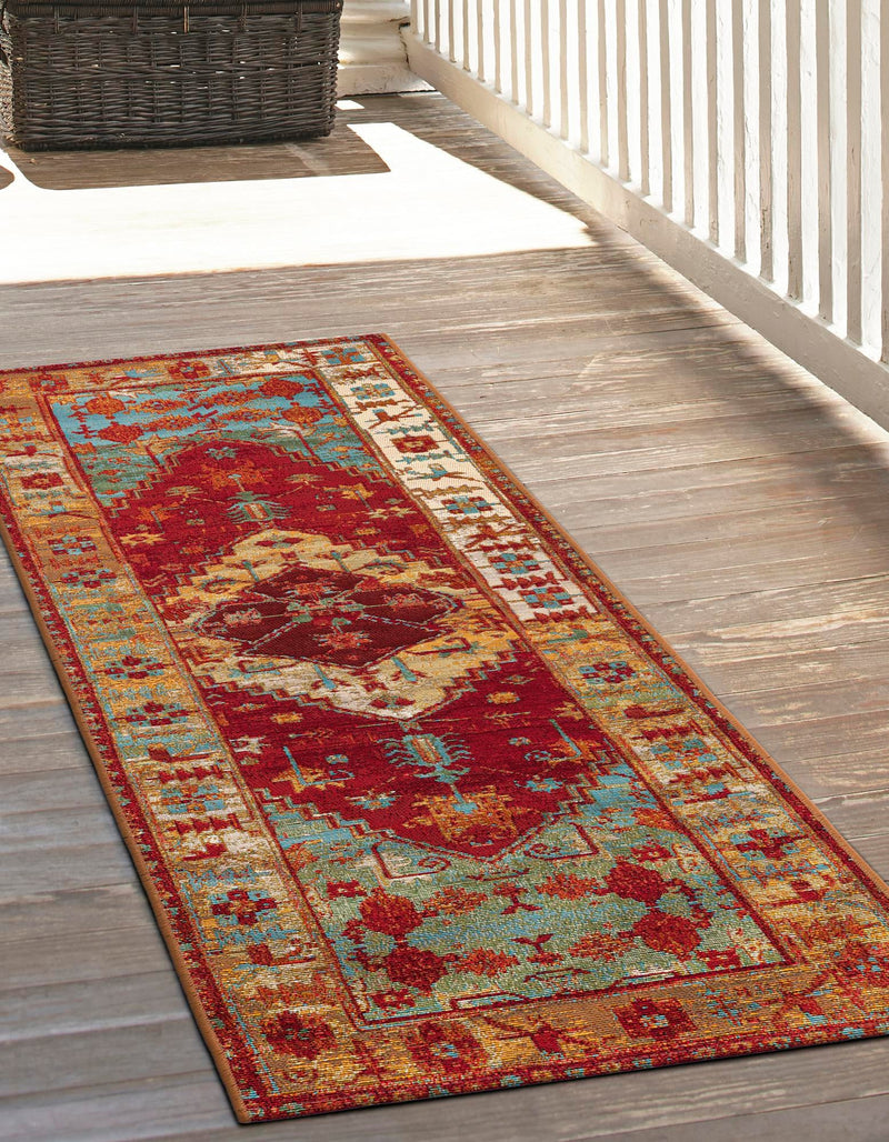 Patio Elegance Collection Area Rug -  Arbor Runner Red Green Blue  lifestyle 44