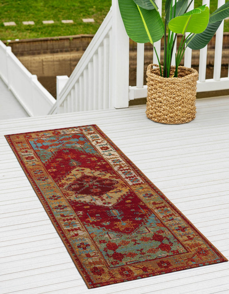 Patio Elegance Collection Area Rug -  Arbor Runner Red Green Blue  lifestyle 50
