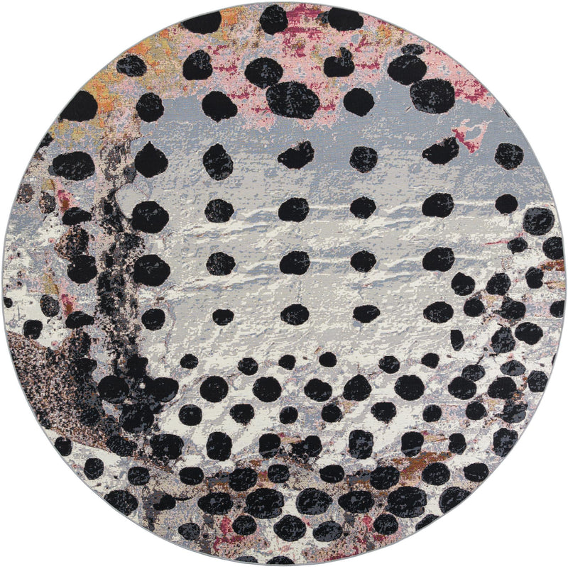 Urban Terrace Collection Area Rug -  Piazza Round White and Black  lifestyle 22