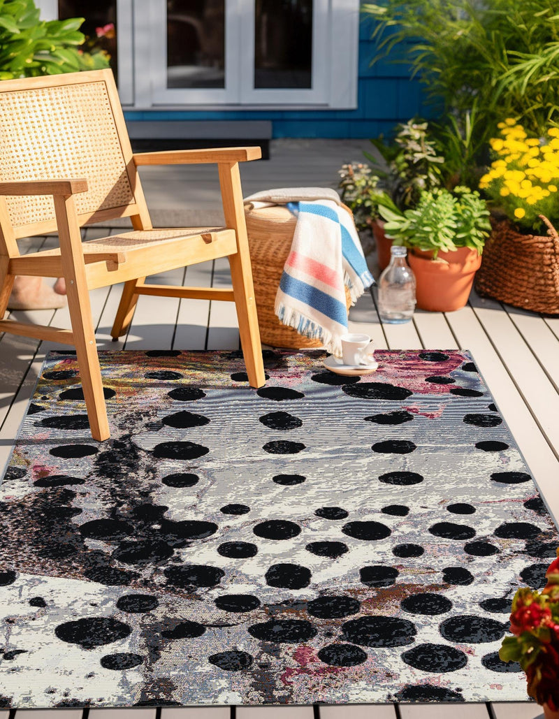 Urban Terrace Collection Area Rug -  Piazza Rectangle White and Black  lifestyle 8
