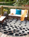 Urban Terrace Collection Area Rug -  Piazza Round White and Black  lifestyle 31