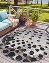 Urban Terrace Collection Area Rug -  Piazza Round White and Black  lifestyle 34