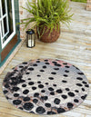 Urban Terrace Collection Area Rug -  Piazza Round White and Black  lifestyle 40