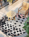 Urban Terrace Collection Area Rug -  Piazza Round White and Black  lifestyle 49