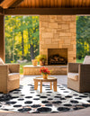Urban Terrace Collection Area Rug -  Piazza Round White and Black  lifestyle 52