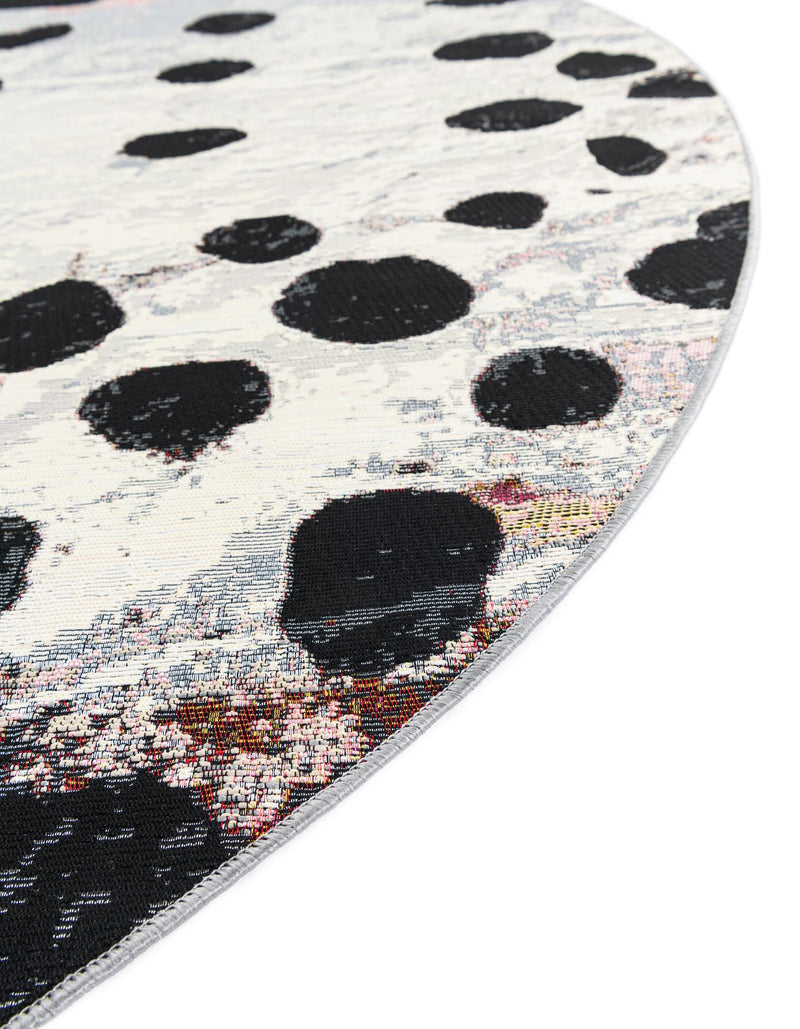 Urban Terrace Collection Area Rug -  Piazza Round White and Black  lifestyle 61