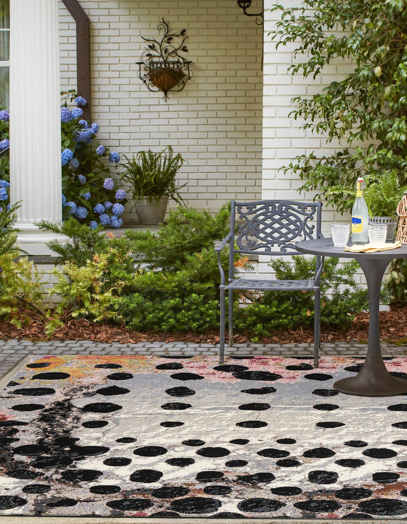 Urban Terrace Collection Area Rug -  Piazza Square White and Black  lifestyle 45
