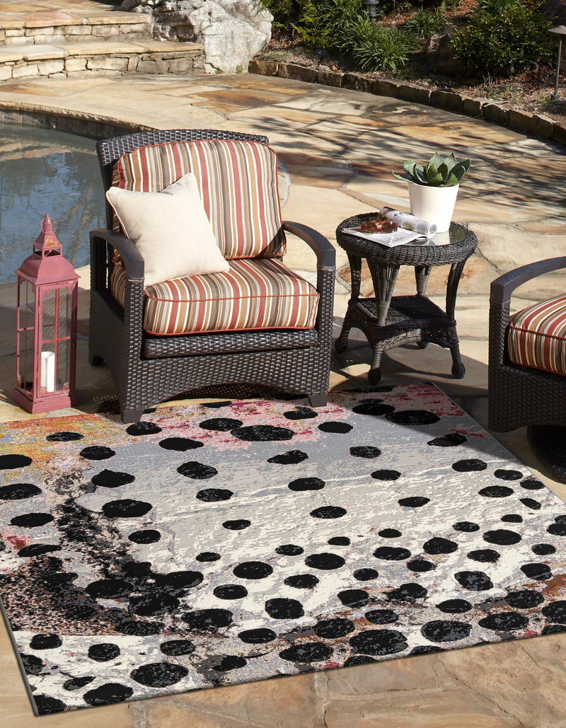 Urban Terrace Collection Area Rug -  Piazza Square White and Black  lifestyle 54