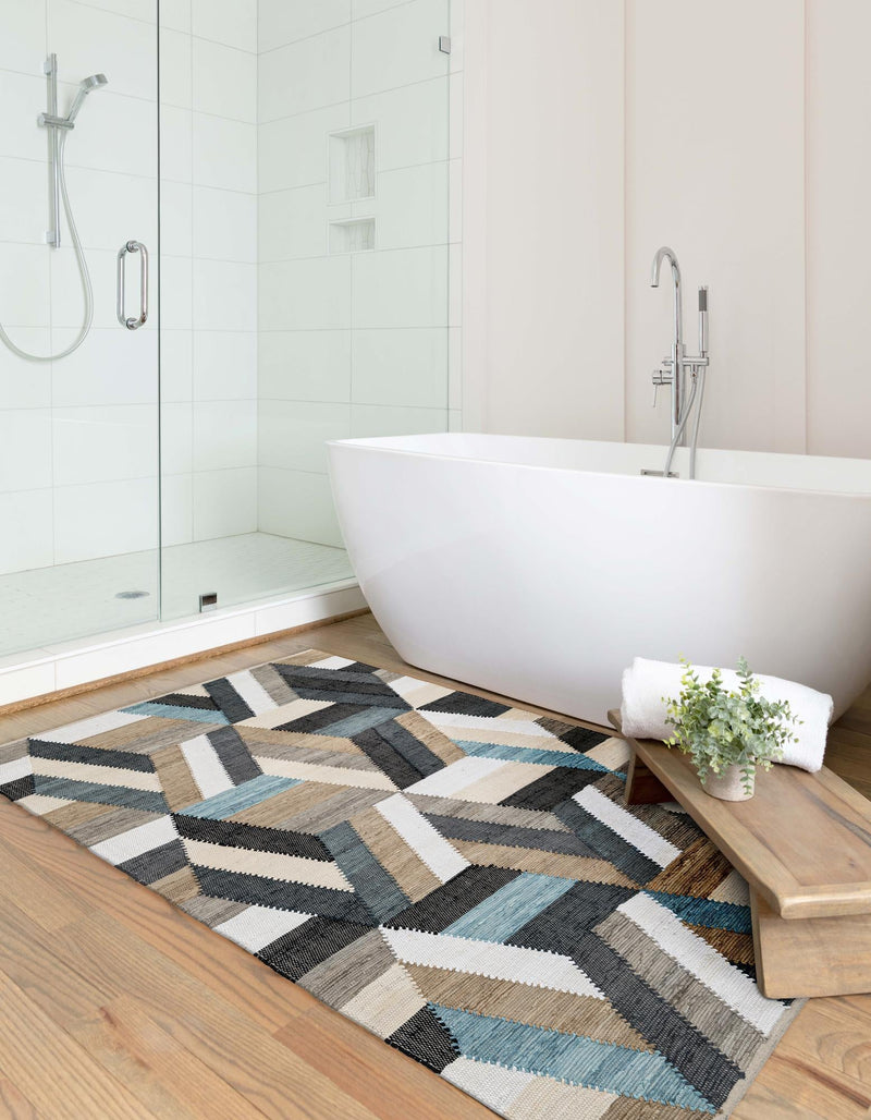 Thar Cotton Collection Area Rug -  Cochin Rectangle Blue  lifestyle 2