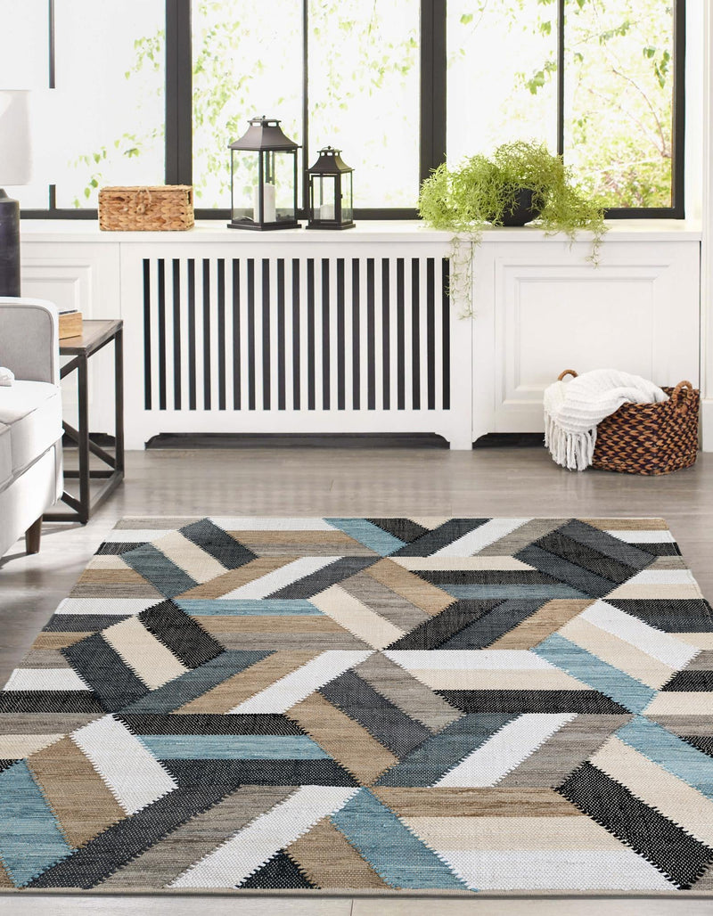 Thar Cotton Collection Area Rug -  Cochin Rectangle Blue  lifestyle 8