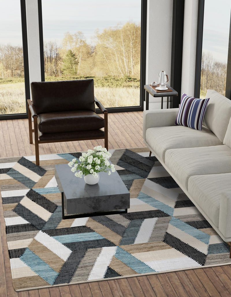 Thar Cotton Collection Area Rug -  Cochin Rectangle Blue  lifestyle 9