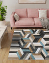 Thar Cotton Collection Area Rug -  Cochin Square Blue  lifestyle 13