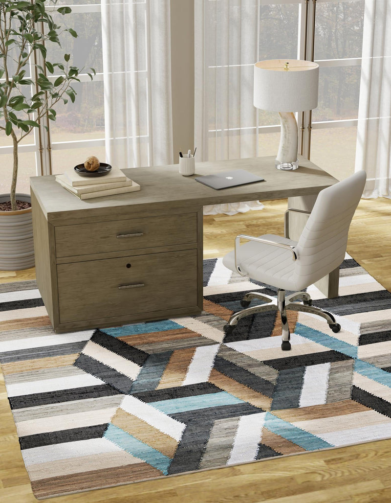 Thar Cotton Collection Area Rug -  Cochin Square Blue  lifestyle 15