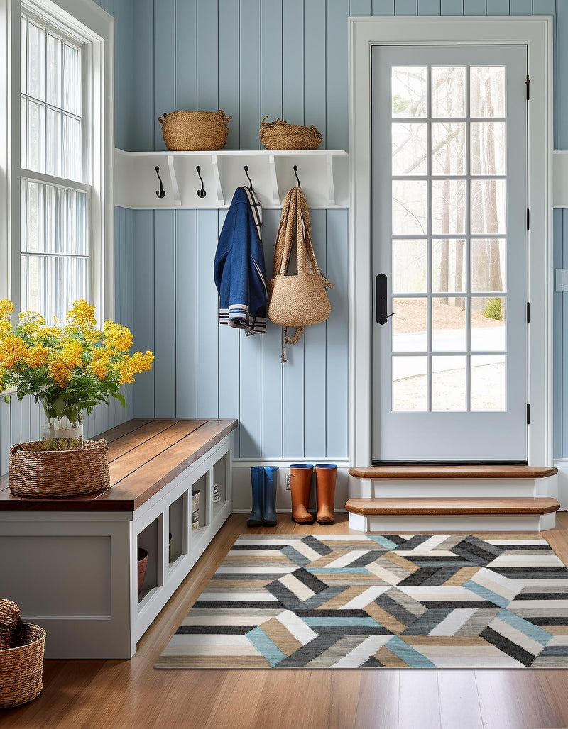 Thar Cotton Collection Area Rug -  Cochin Square Blue  lifestyle 19